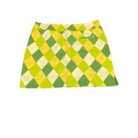 Loudmouth Ladies Yellow Green Argyle Lined Golf Tennis Sport Skort Skirt Wm’s Sz - Picture 4 of 5